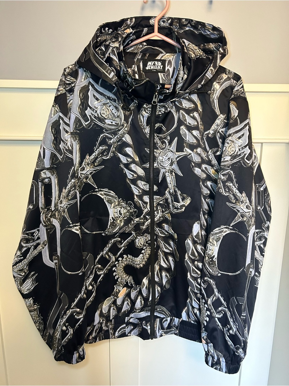 Hard Jewelry chains windbreaker zip-up jacket